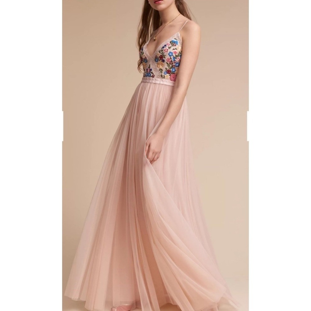 BHLDN + Needle & Thread Arya Maxi Dress Sz 2 Prom‎ Embroidered Flowers Wedding